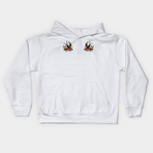 Old school sparrow shoulder tattoos Kids Hoodie